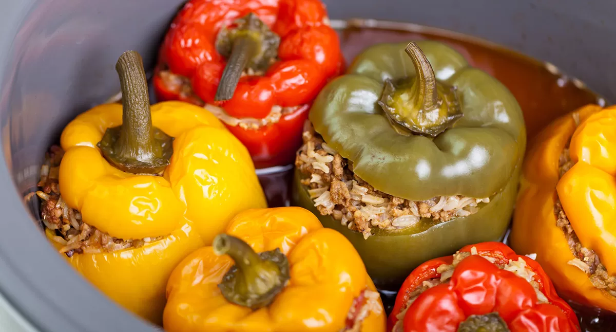 Chickpea, Feta, and Herb-Stuffed Peppers