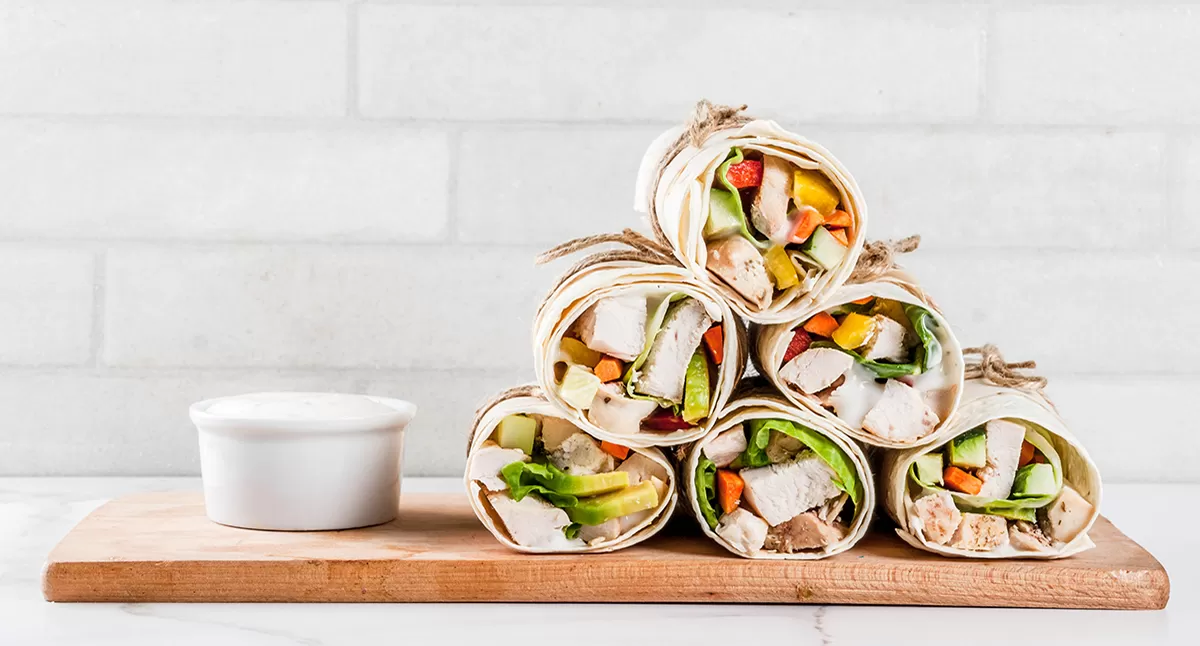 Chicken and Veggie Wraps with Honey Chipotle Aioli
