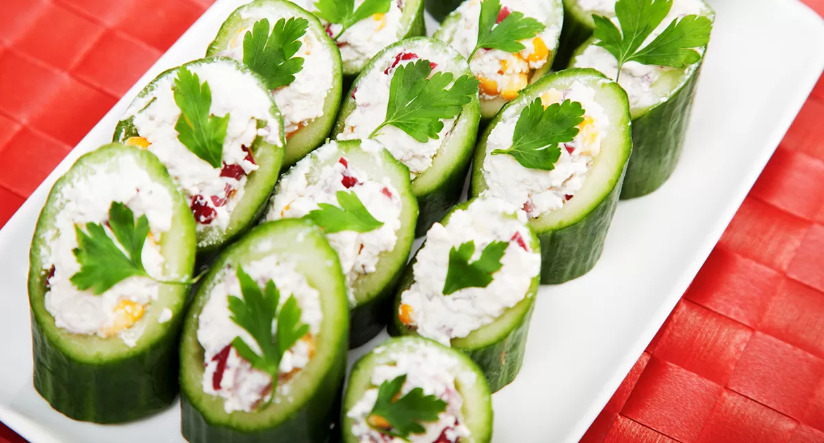 View Cucumber-Horseradish Hummus Cups Gallery - Image 1 Cucumber-Horseradish Hummus Cups