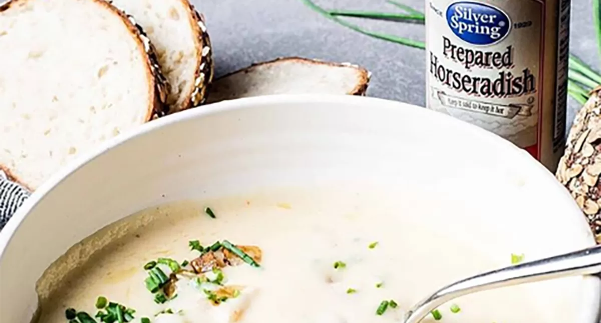 View Creamy Potato Soup with Horseradish Gallery - Image 1 Creamy Potato Soup with Horseradish