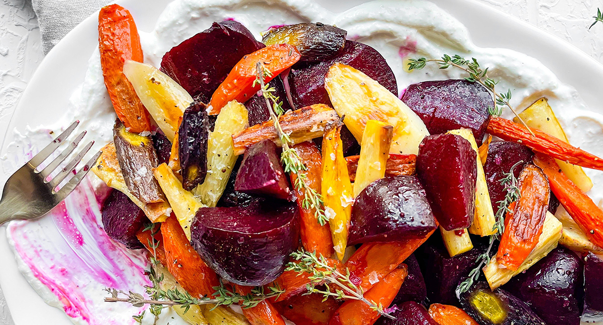 View Roasted Root Vegetables with Horseradish Cream Gallery - Image 1 Roasted Root Vegetables with Horseradish Cream