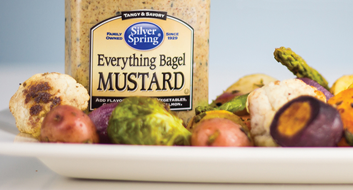 Roasted Veggies with Everything Bagel Mustard