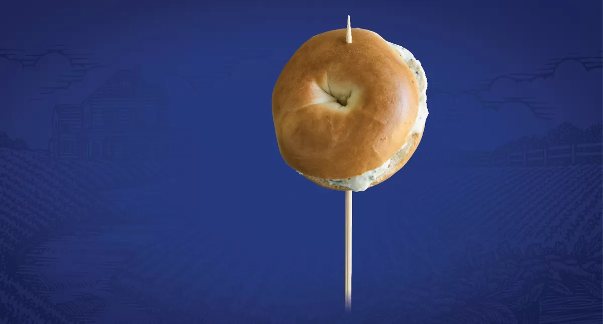 View Mini Bagel with Mustard Cream Cheese Gallery - Image 1 Mini Bagel with Mustard Cream Cheese