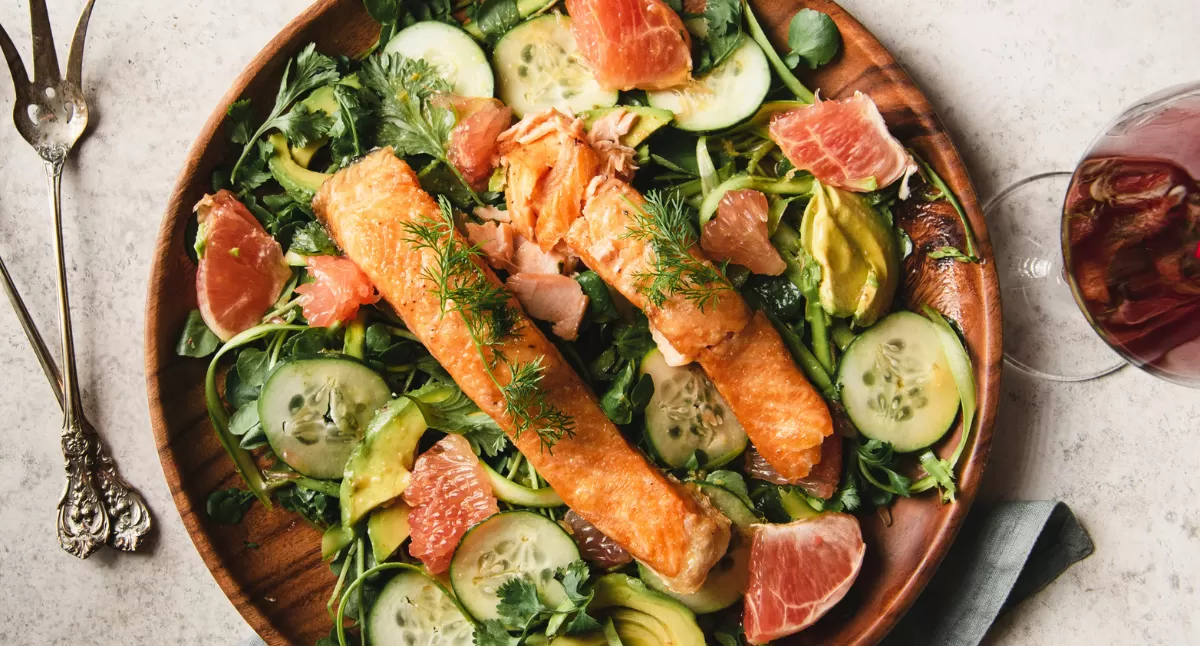 View Salmon and Watercress Salad with Lemony Horseradish Vinaigrette Gallery - Image 1 Salmon and Watercress Salad with Lemony Horseradish Vinaigrette