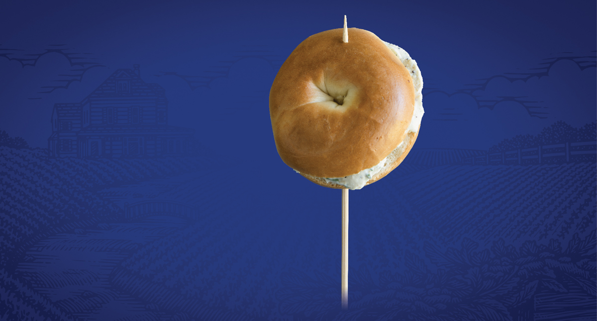 View Mini Bagel with Everything Bagel Mustard Cream Cheese Gallery - Image 1 Mini Bagel with Everything Bagel Mustard Cream Cheese