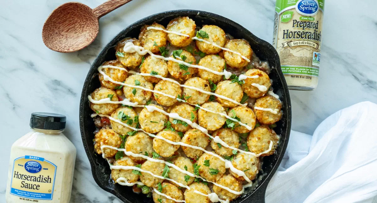 Tater Tot Horseradish Hotdish