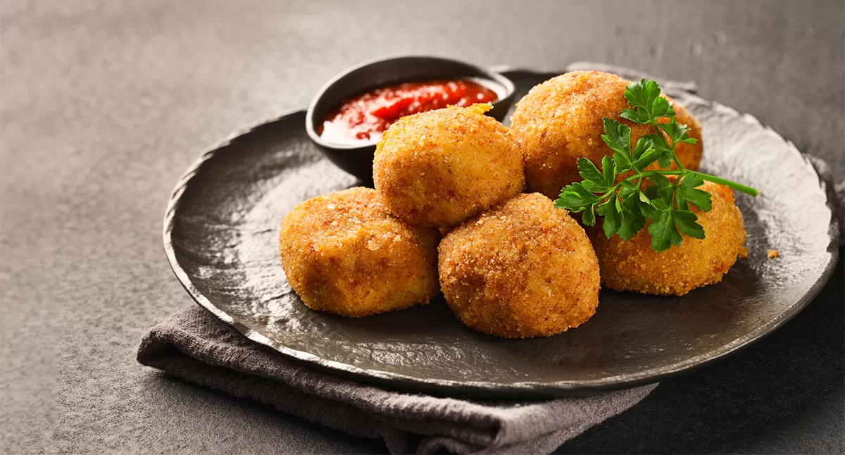 View Historical Ham Croquettes with Tomato Horseradish Sauce Gallery - Image 1 Historical Ham Croquettes with Tomato Horseradish Sauce