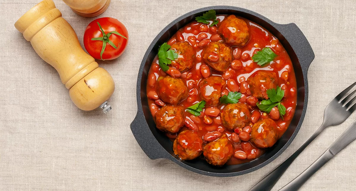 View Historical Bean Bake with Meatballs Gallery - Image 1 Historical Bean Bake with Meatballs