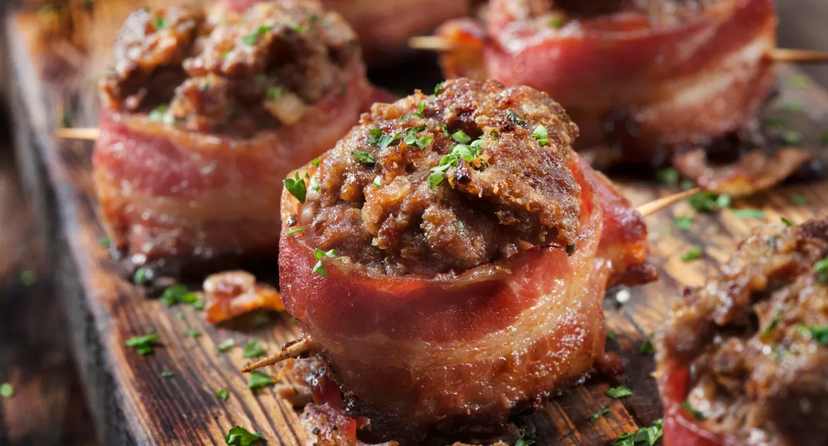 View Bacon Wrapped Meatloaf Balls Gallery - Image 1 Bacon Wrapped Meatloaf Balls