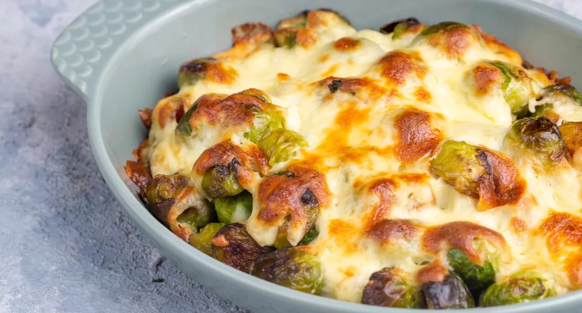 View Creamy Garlic Parmesan Brussel Sprouts and Bacon Gallery - Image 1 Creamy Garlic Parmesan Brussel Sprouts and Bacon