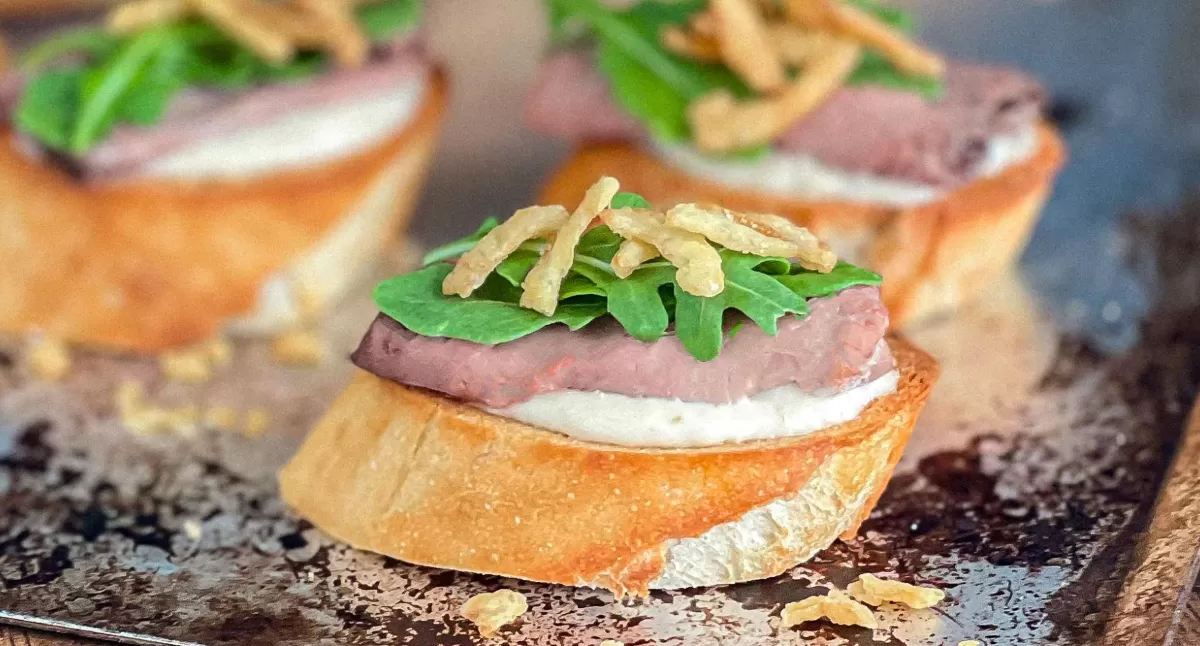 View Prime Rib and Horseradish Crostini Gallery - Image 1 Prime Rib and Horseradish Crostini