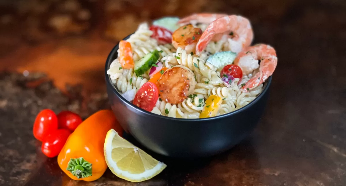 View Seafood Pasta Salad with Tartar Sauce Gallery - Image 1 Seafood Pasta Salad with Tartar Sauce