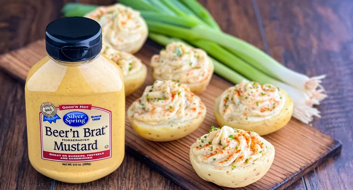 View Deviled Baby Potatoes with Beer'n Brat Mustard Gallery - Image 1 Deviled Baby Potatoes with Beer'n Brat Mustard