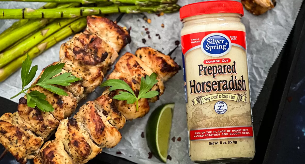View Horseradish Grilled Chicken Skewers Gallery - Image 1 Horseradish Grilled Chicken Skewers