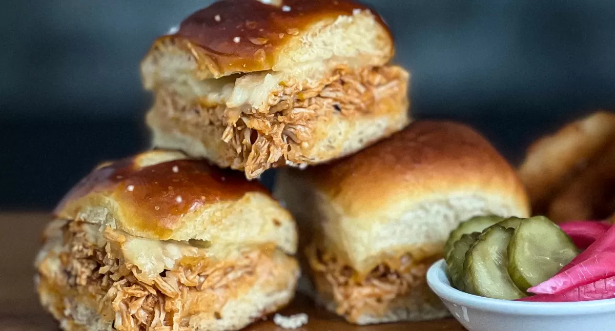 View Buffalo Chicken Sliders with Garlic Parmesan Aioli Gallery - Image 1 Buffalo Chicken Sliders with Garlic Parmesan Aioli