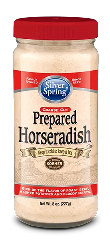Silver Spring Kosher Prepared Horseradish in an 8 oz jar with red lid