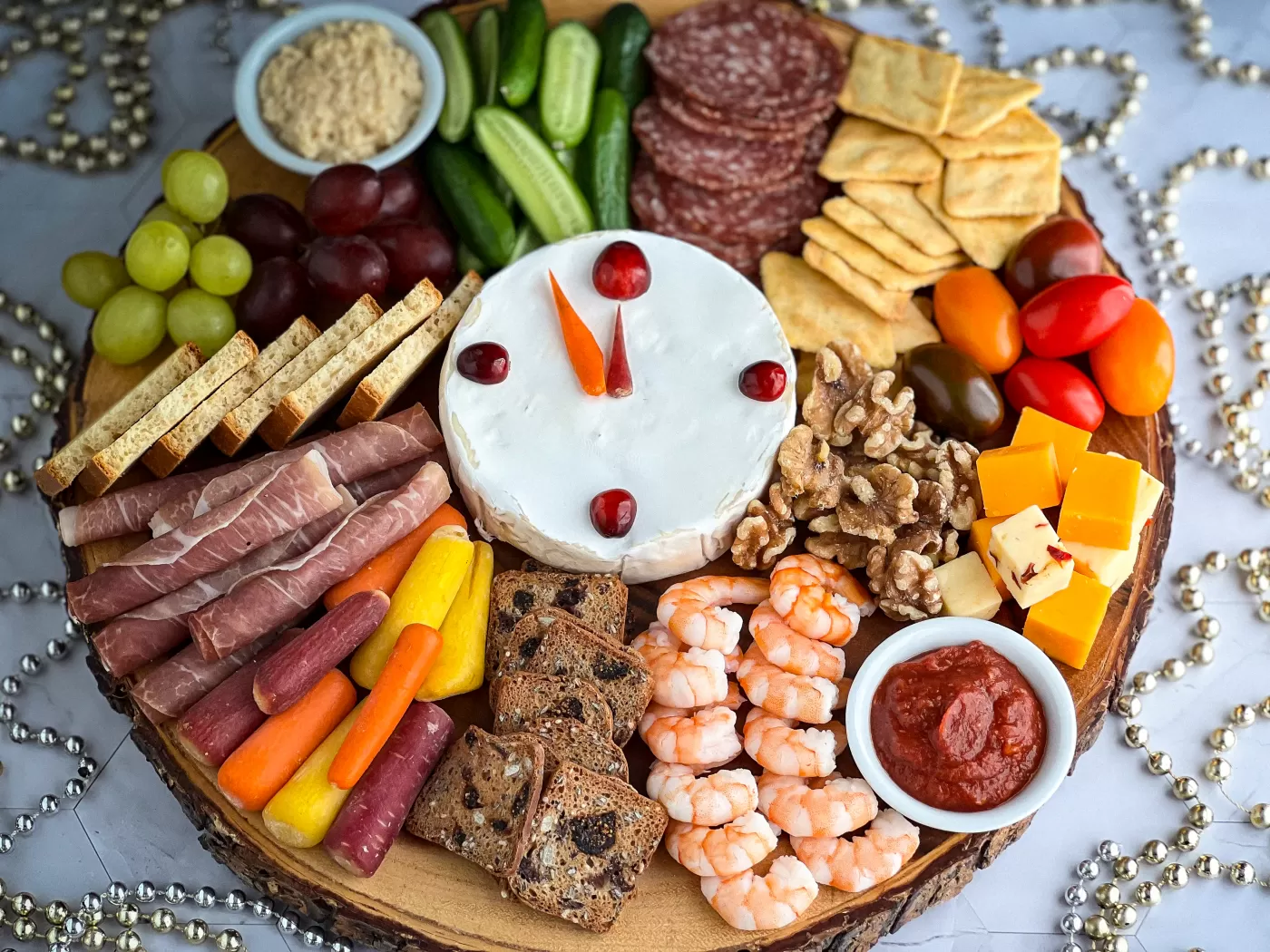 New Year’s Eve Charcuterie Board with Horseradish & Cocktail Sauce